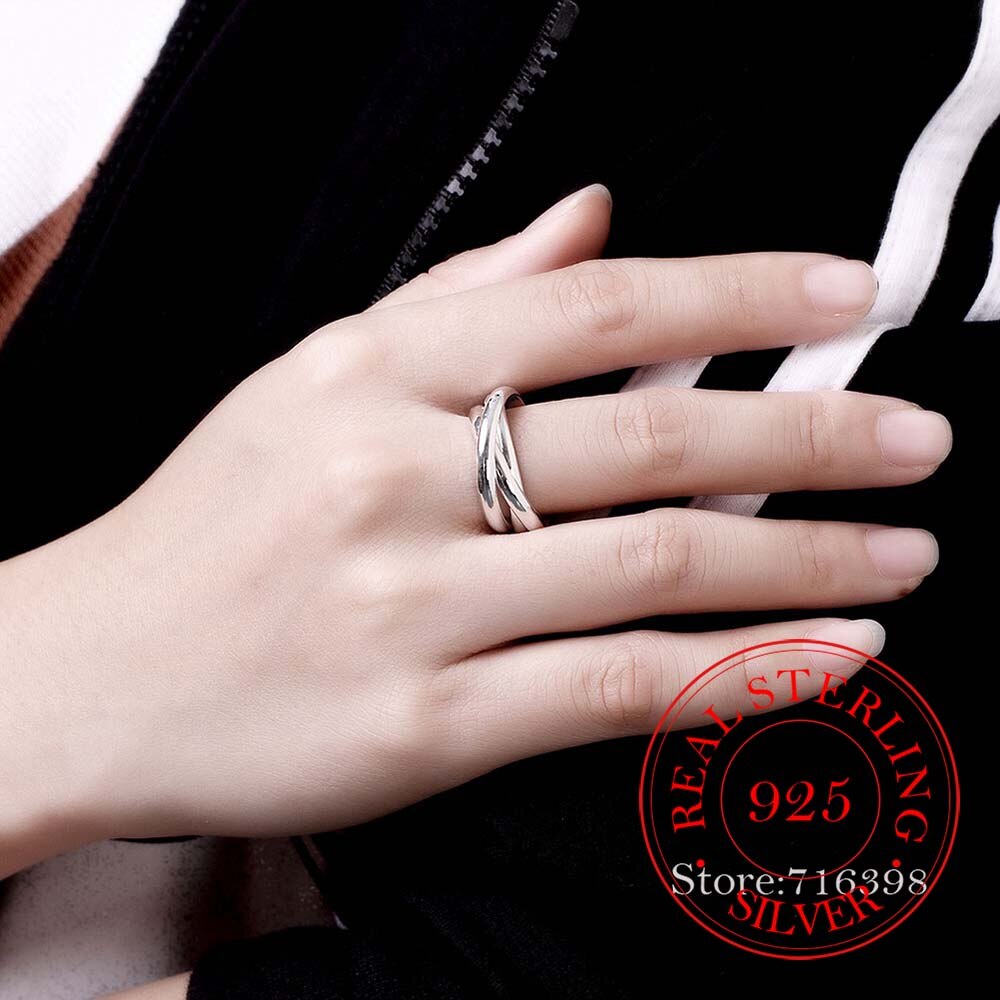 925 Sterling Zilveren Sieraden Drie Cirkels Paar 'S Wedding Zilveren Ringen Voor Vrouwen Nieuwe Mannen Mooie Anel De Prata Bijoux/Fafa