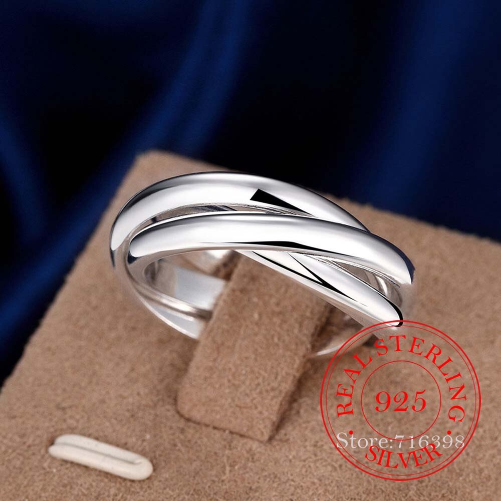 925 Sterling Zilveren Sieraden Drie Cirkels Paar 'S Wedding Zilveren Ringen Voor Vrouwen Nieuwe Mannen Mooie Anel De Prata Bijoux/Fafa