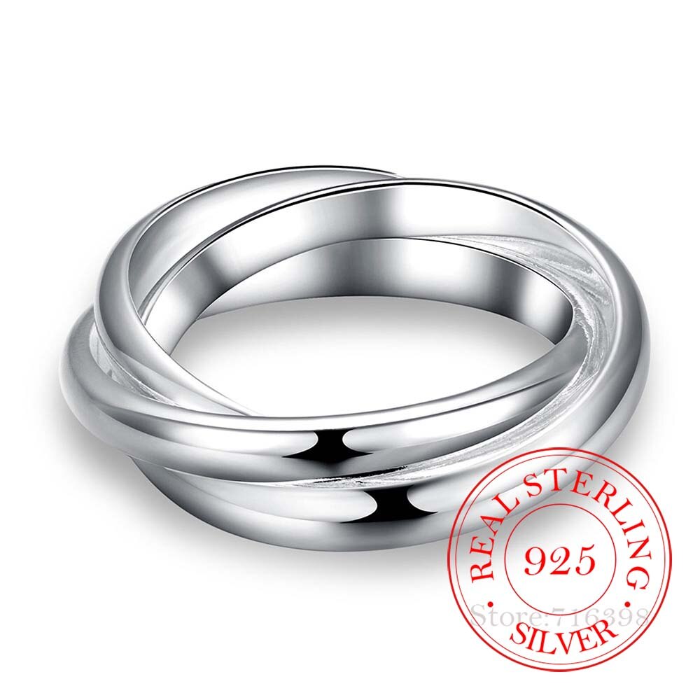 925 Sterling Zilveren Sieraden Drie Cirkels Paar 'S Wedding Zilveren Ringen Voor Vrouwen Nieuwe Mannen Mooie Anel De Prata Bijoux/Fafa