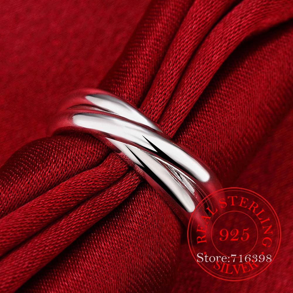 925 Sterling Zilveren Sieraden Drie Cirkels Paar 'S Wedding Zilveren Ringen Voor Vrouwen Nieuwe Mannen Mooie Anel De Prata Bijoux/Fafa
