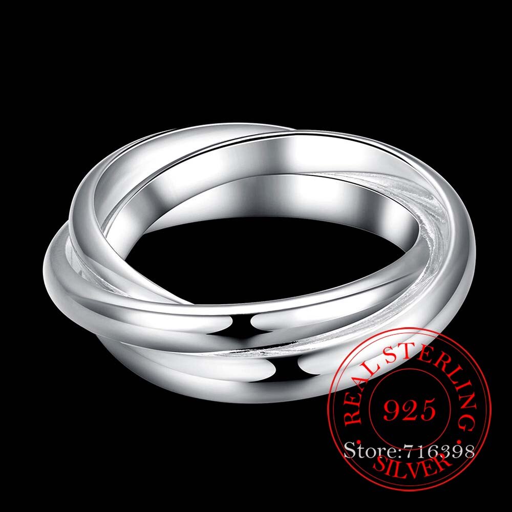 925 Sterling Zilveren Sieraden Drie Cirkels Paar 'S Wedding Zilveren Ringen Voor Vrouwen Nieuwe Mannen Mooie Anel De Prata Bijoux/Fafa