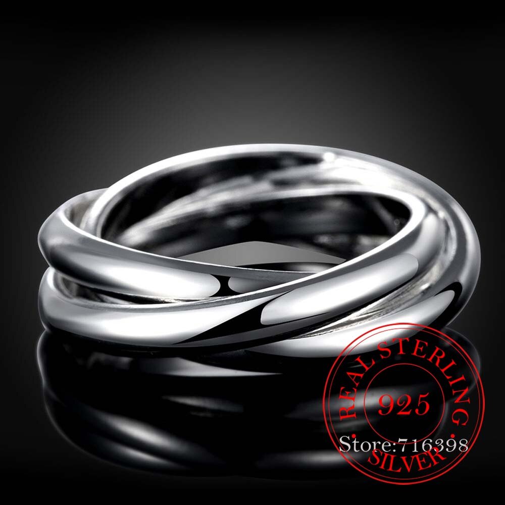 925 Sterling Zilveren Sieraden Drie Cirkels Paar 'S Wedding Zilveren Ringen Voor Vrouwen Nieuwe Mannen Mooie Anel De Prata Bijoux/Fafa