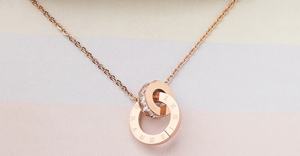 Poxam Luxe Elegante Crystal Choker Fashion Romeinse Digitale Rvs Goud Zilver Kleur Hanger Kettingen Voor Vrouwen Sieraden