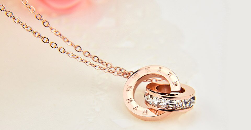 Poxam Luxe Elegante Crystal Choker Fashion Romeinse Digitale Rvs Goud Zilver Kleur Hanger Kettingen Voor Vrouwen Sieraden