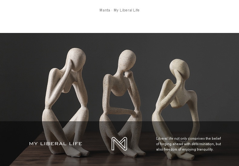 Vilead Nordic Abstracte Denker Standbeeld Hars Beeldje Office Home Decoratie Desktop Decor Handgemaakte Ambachten Sculptuur Moderne Kunst