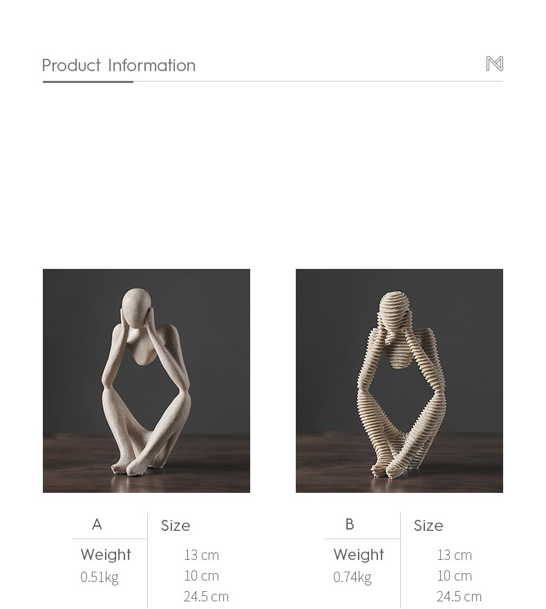 Vilead Nordic Abstracte Denker Standbeeld Hars Beeldje Office Home Decoratie Desktop Decor Handgemaakte Ambachten Sculptuur Moderne Kunst