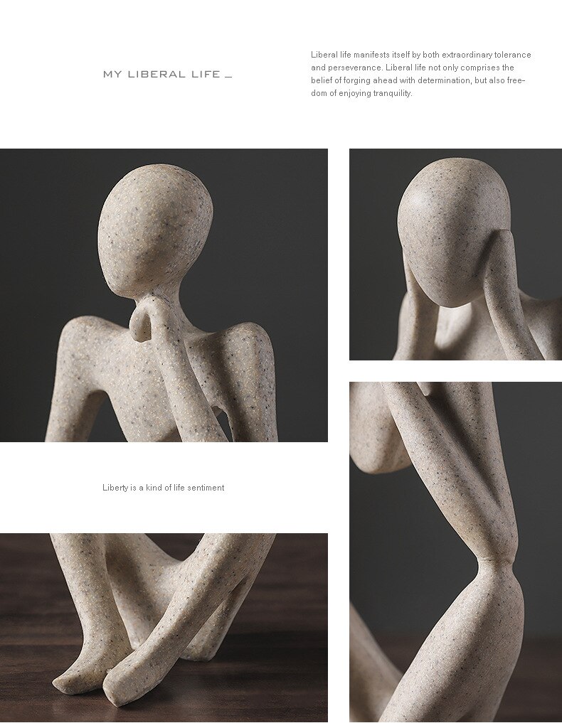 Vilead Nordic Abstracte Denker Standbeeld Hars Beeldje Office Home Decoratie Desktop Decor Handgemaakte Ambachten Sculptuur Moderne Kunst