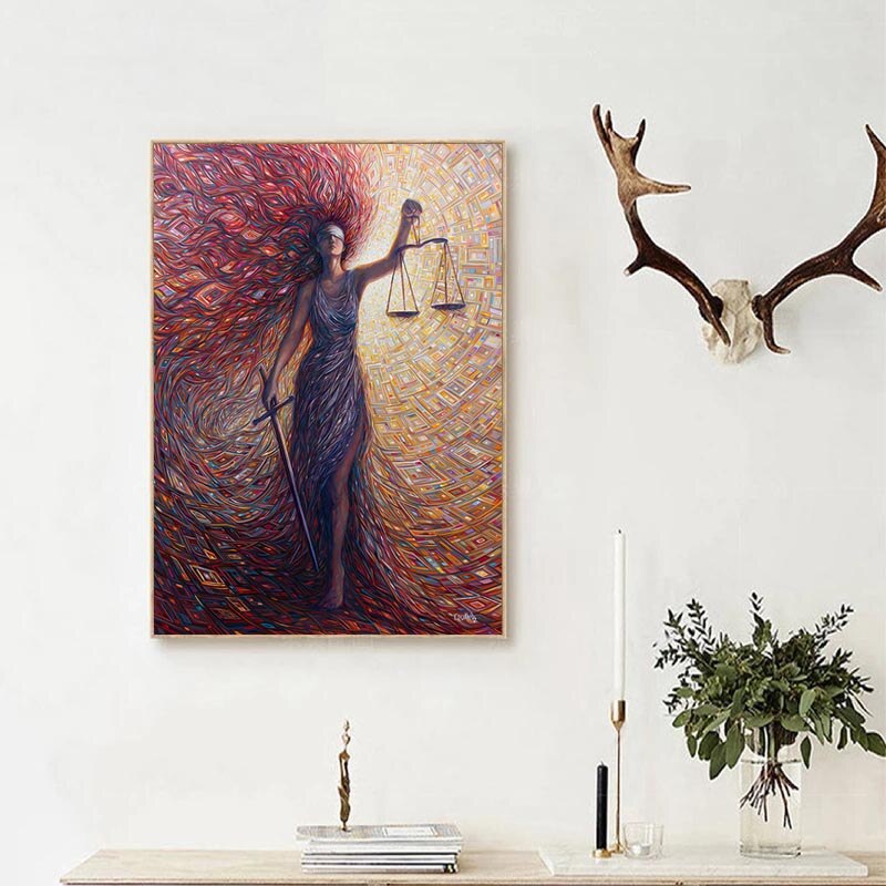 Abstract Canvas Schilderij Godin Van Rechtvaardigheid Advocaat Muuraffiche Moderne Wall Art Woonkamer Law Student Geschenken Decor Foto