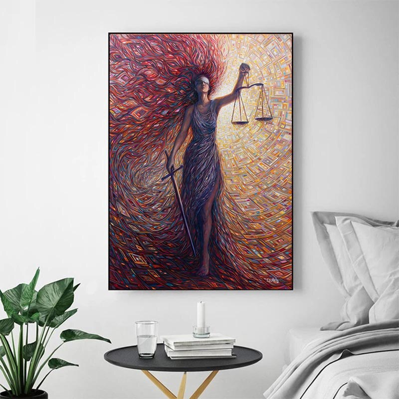 Abstract Canvas Schilderij Godin Van Rechtvaardigheid Advocaat Muuraffiche Moderne Wall Art Woonkamer Law Student Geschenken Decor Foto
