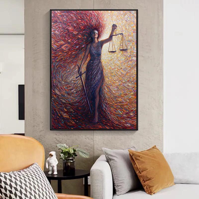 Abstract Canvas Schilderij Godin Van Rechtvaardigheid Advocaat Muuraffiche Moderne Wall Art Woonkamer Law Student Geschenken Decor Foto