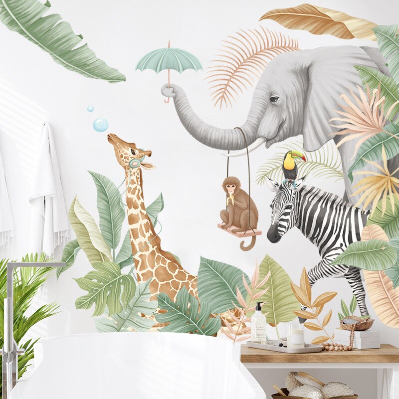 Grote Jungle Dieren Muurstickers Voor Kinderen Kamers Jongens Kamer Slaapkamer Decoratie Bos Wallpaper Posters Vinyl Nordic Home Decor Grote Jungle Dieren Muurstickers Voor Kinderen Kamers Jongens Kamer Slaapkamer Decoratie Bos Wallpaper Posters Vinyl Nordic Home Decor