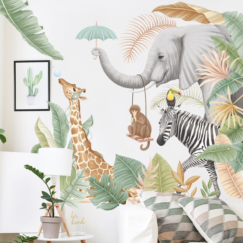 Grote Jungle Dieren Muurstickers Voor Kinderen Kamers Jongens Kamer Slaapkamer Decoratie Bos Wallpaper Posters Vinyl Nordic Home Decor Grote Jungle Dieren Muurstickers Voor Kinderen Kamers Jongens Kamer Slaapkamer Decoratie Bos Wallpaper Posters Vinyl Nordic Home Decor