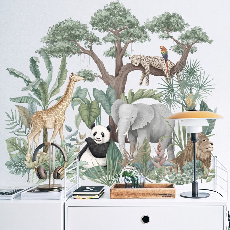 Grote Jungle Dieren Muurstickers Voor Kinderen Kamers Jongens Kamer Slaapkamer Decoratie Bos Wallpaper Posters Vinyl Nordic Home Decor Grote Jungle Dieren Muurstickers Voor Kinderen Kamers Jongens Kamer Slaapkamer Decoratie Bos Wallpaper Posters Vinyl Nordic Home Decor