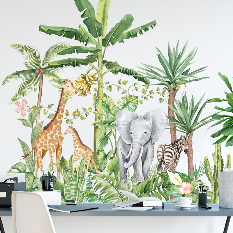 Grote Jungle Dieren Muurstickers Voor Kinderen Kamers Jongens Kamer Slaapkamer Decoratie Bos Wallpaper Posters Vinyl Nordic Home Decor Grote Jungle Dieren Muurstickers Voor Kinderen Kamers Jongens Kamer Slaapkamer Decoratie Bos Wallpaper Posters Vinyl Nordic Home Decor