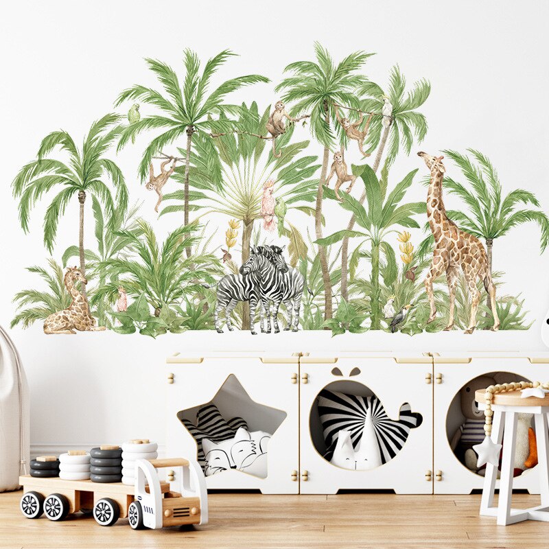 Grote Jungle Dieren Muurstickers Voor Kinderen Kamers Jongens Kamer Slaapkamer Decoratie Bos Wallpaper Posters Vinyl Nordic Home Decor Grote Jungle Dieren Muurstickers Voor Kinderen Kamers Jongens Kamer Slaapkamer Decoratie Bos Wallpaper Posters Vinyl Nordic Home Decor