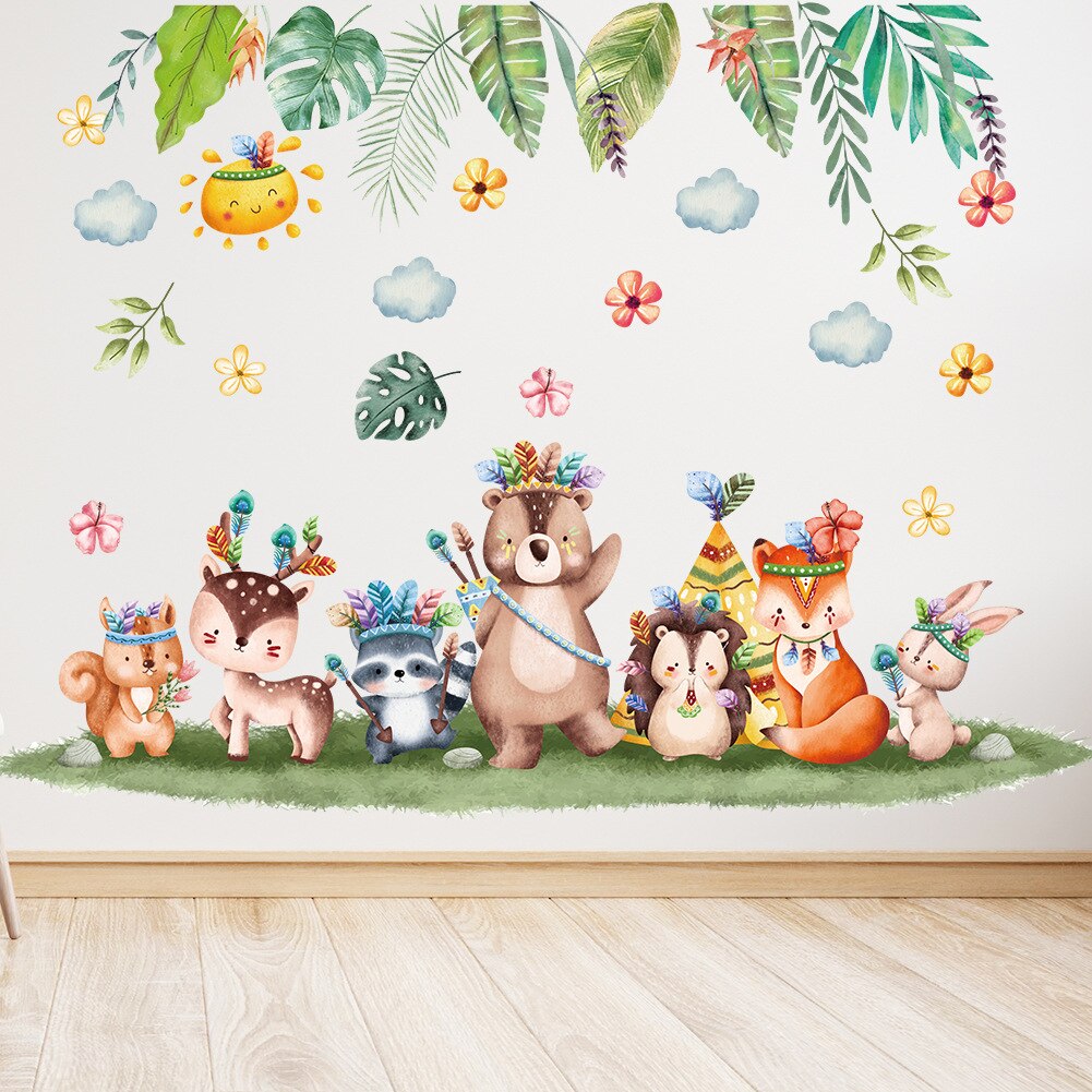 Grote Jungle Dieren Muurstickers Voor Kinderen Kamers Jongens Kamer Slaapkamer Decoratie Bos Wallpaper Posters Vinyl Nordic Home Decor Grote Jungle Dieren Muurstickers Voor Kinderen Kamers Jongens Kamer Slaapkamer Decoratie Bos Wallpaper Posters Vinyl Nordic Home Decor