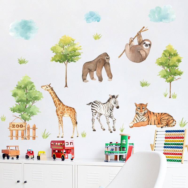 Grote Jungle Dieren Muurstickers Voor Kinderen Kamers Jongens Kamer Slaapkamer Decoratie Bos Wallpaper Posters Vinyl Nordic Home Decor Grote Jungle Dieren Muurstickers Voor Kinderen Kamers Jongens Kamer Slaapkamer Decoratie Bos Wallpaper Posters Vinyl Nordic Home Decor