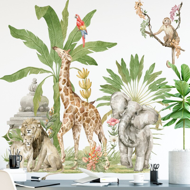 Grote Jungle Dieren Muurstickers Voor Kinderen Kamers Jongens Kamer Slaapkamer Decoratie Bos Wallpaper Posters Vinyl Nordic Home Decor Grote Jungle Dieren Muurstickers Voor Kinderen Kamers Jongens Kamer Slaapkamer Decoratie Bos Wallpaper Posters Vinyl Nordic Home Decor