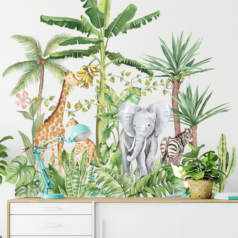 Grote Jungle Dieren Muurstickers Voor Kinderen Kamers Jongens Kamer Slaapkamer Decoratie Bos Wallpaper Posters Vinyl Nordic Home Decor Grote Jungle Dieren Muurstickers Voor Kinderen Kamers Jongens Kamer Slaapkamer Decoratie Bos Wallpaper Posters Vinyl Nordic Home Decor