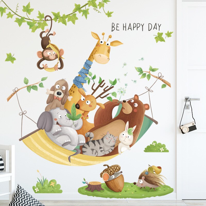 Grote Jungle Dieren Muurstickers Voor Kinderen Kamers Jongens Kamer Slaapkamer Decoratie Bos Wallpaper Posters Vinyl Nordic Home Decor Grote Jungle Dieren Muurstickers Voor Kinderen Kamers Jongens Kamer Slaapkamer Decoratie Bos Wallpaper Posters Vinyl Nordic Home Decor
