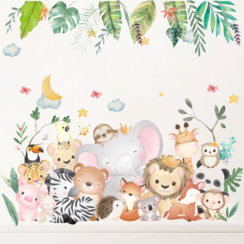 Grote Jungle Dieren Muurstickers Voor Kinderen Kamers Jongens Kamer Slaapkamer Decoratie Bos Wallpaper Posters Vinyl Nordic Home Decor Grote Jungle Dieren Muurstickers Voor Kinderen Kamers Jongens Kamer Slaapkamer Decoratie Bos Wallpaper Posters Vinyl Nordic Home Decor