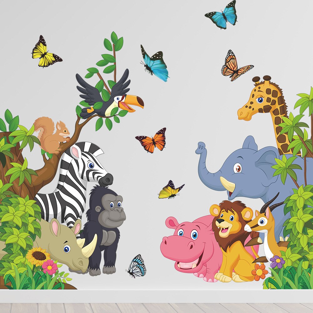 Grote Jungle Dieren Muurstickers Voor Kinderen Kamers Jongens Kamer Slaapkamer Decoratie Bos Wallpaper Posters Vinyl Nordic Home Decor Grote Jungle Dieren Muurstickers Voor Kinderen Kamers Jongens Kamer Slaapkamer Decoratie Bos Wallpaper Posters Vinyl Nordic Home Decor