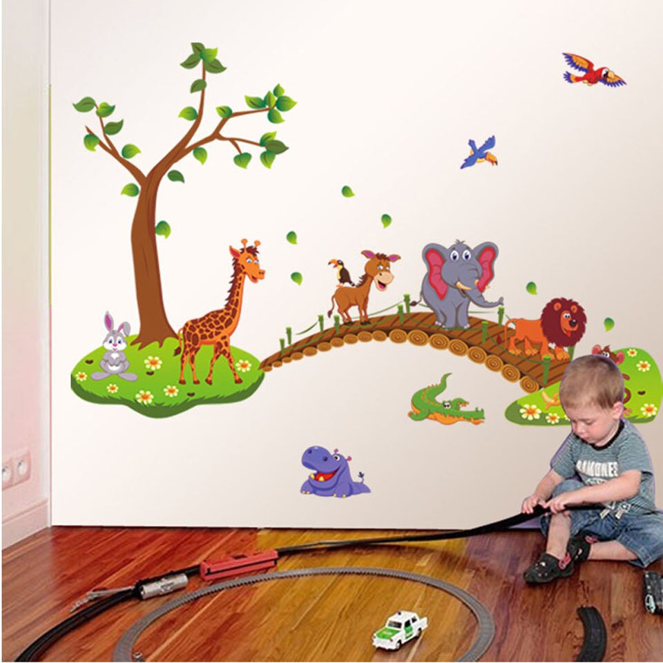 Grote Jungle Dieren Muurstickers Voor Kinderen Kamers Jongens Kamer Slaapkamer Decoratie Bos Wallpaper Posters Vinyl Nordic Home Decor Grote Jungle Dieren Muurstickers Voor Kinderen Kamers Jongens Kamer Slaapkamer Decoratie Bos Wallpaper Posters Vinyl Nordic Home Decor