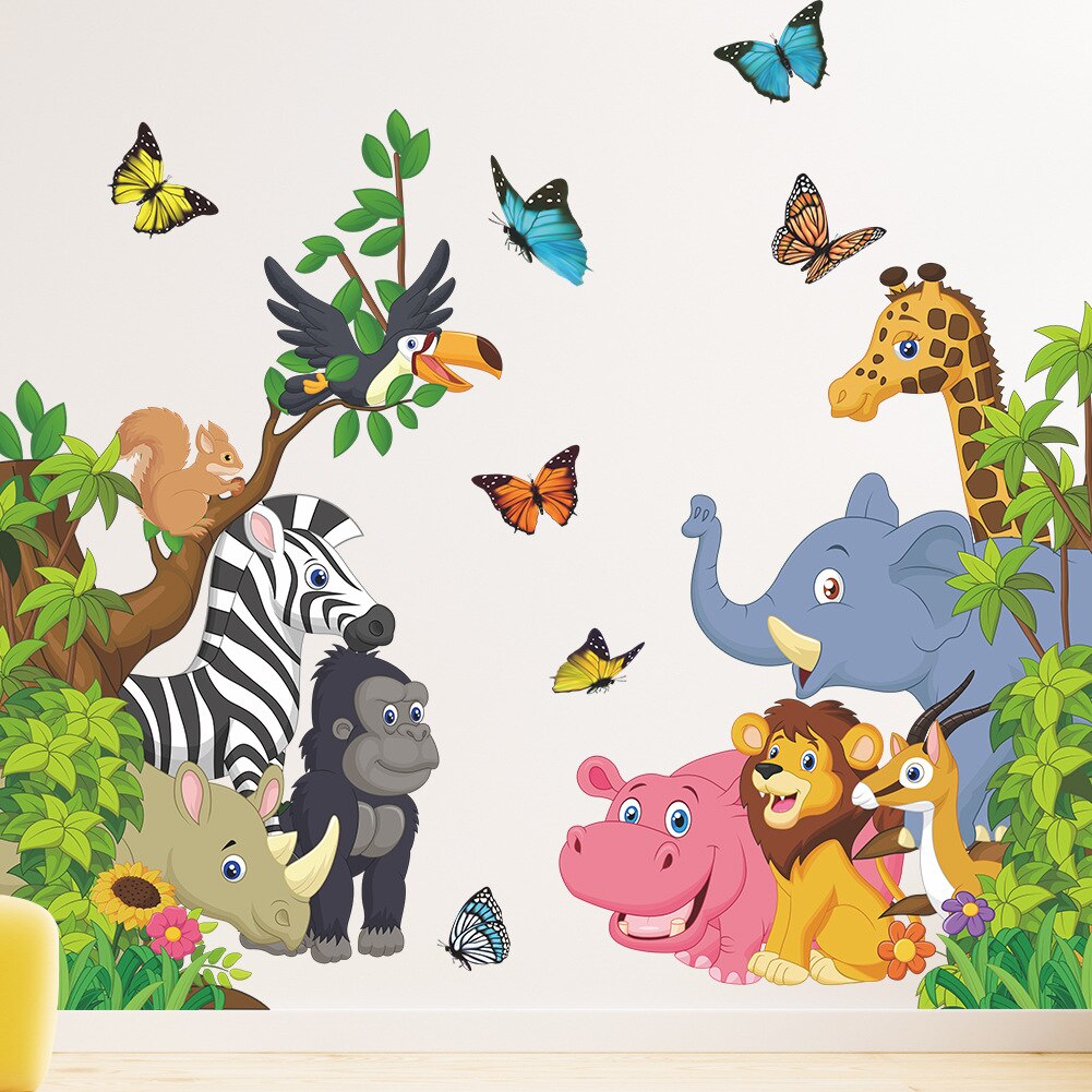 Grote Jungle Dieren Muurstickers Voor Kinderen Kamers Jongens Kamer Slaapkamer Decoratie Bos Wallpaper Posters Vinyl Nordic Home Decor Grote Jungle Dieren Muurstickers Voor Kinderen Kamers Jongens Kamer Slaapkamer Decoratie Bos Wallpaper Posters Vinyl Nordic Home Decor