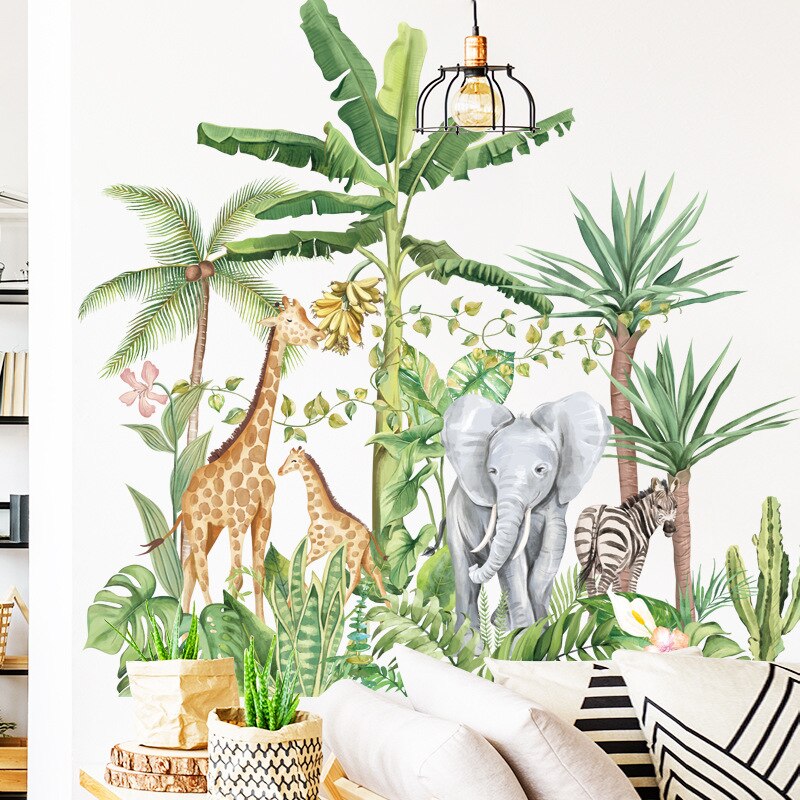 Grote Jungle Dieren Muurstickers Voor Kinderen Kamers Jongens Kamer Slaapkamer Decoratie Bos Wallpaper Posters Vinyl Nordic Home Decor Grote Jungle Dieren Muurstickers Voor Kinderen Kamers Jongens Kamer Slaapkamer Decoratie Bos Wallpaper Posters Vinyl Nordic Home Decor