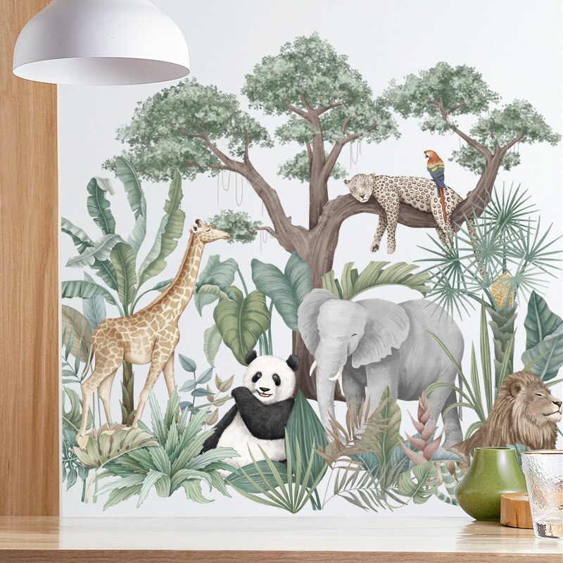 Grote Jungle Dieren Muurstickers Voor Kinderen Kamers Jongens Kamer Slaapkamer Decoratie Bos Wallpaper Posters Vinyl Nordic Home Decor Grote Jungle Dieren Muurstickers Voor Kinderen Kamers Jongens Kamer Slaapkamer Decoratie Bos Wallpaper Posters Vinyl Nordic Home Decor