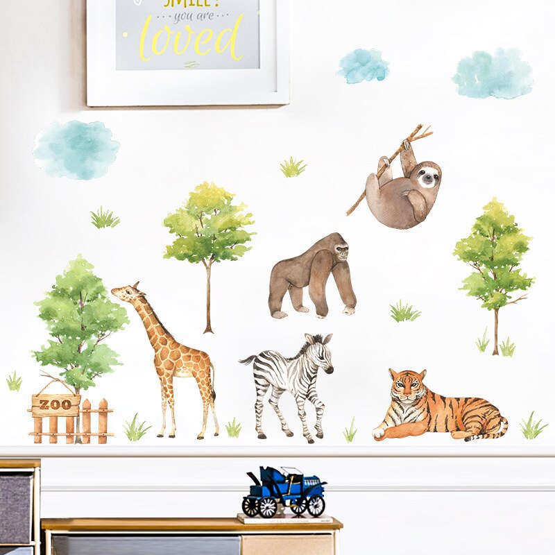 Grote Jungle Dieren Muurstickers Voor Kinderen Kamers Jongens Kamer Slaapkamer Decoratie Bos Wallpaper Posters Vinyl Nordic Home Decor Grote Jungle Dieren Muurstickers Voor Kinderen Kamers Jongens Kamer Slaapkamer Decoratie Bos Wallpaper Posters Vinyl Nordic Home Decor