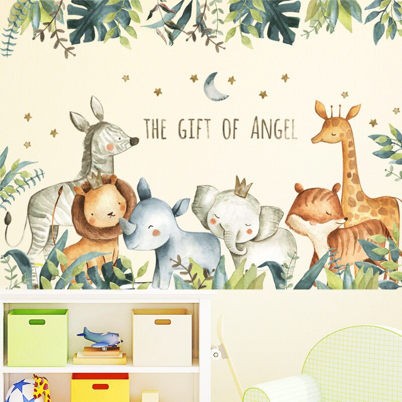 Grote Jungle Dieren Muurstickers Voor Kinderen Kamers Jongens Kamer Slaapkamer Decoratie Bos Wallpaper Posters Vinyl Nordic Home Decor Grote Jungle Dieren Muurstickers Voor Kinderen Kamers Jongens Kamer Slaapkamer Decoratie Bos Wallpaper Posters Vinyl Nordic Home Decor