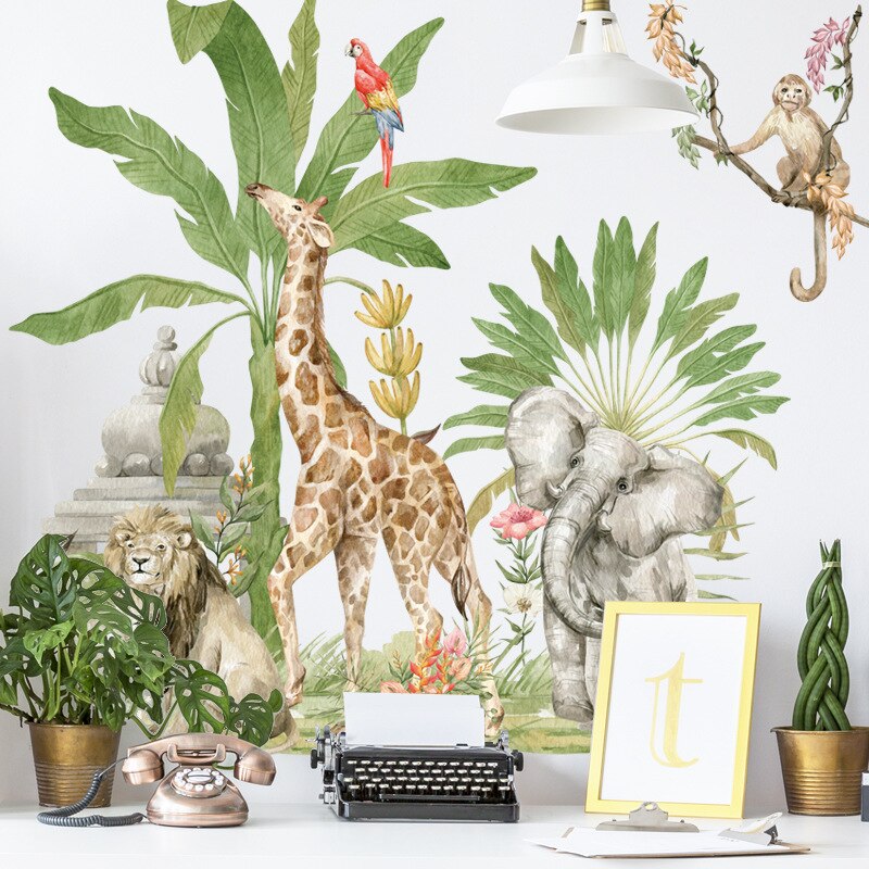 Grote Jungle Dieren Muurstickers Voor Kinderen Kamers Jongens Kamer Slaapkamer Decoratie Bos Wallpaper Posters Vinyl Nordic Home Decor Grote Jungle Dieren Muurstickers Voor Kinderen Kamers Jongens Kamer Slaapkamer Decoratie Bos Wallpaper Posters Vinyl Nordic Home Decor