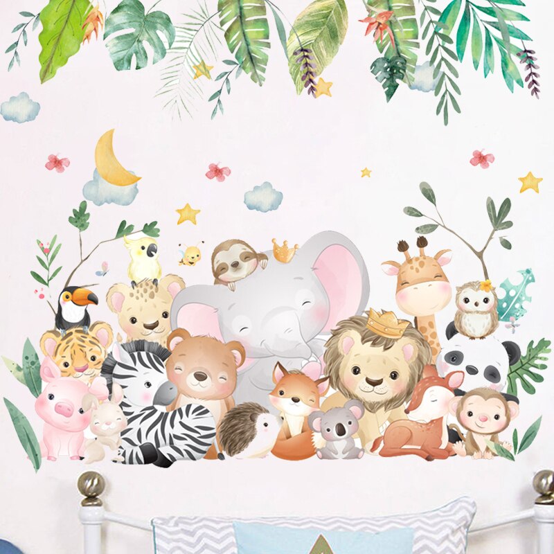 Grote Jungle Dieren Muurstickers Voor Kinderen Kamers Jongens Kamer Slaapkamer Decoratie Bos Wallpaper Posters Vinyl Nordic Home Decor Grote Jungle Dieren Muurstickers Voor Kinderen Kamers Jongens Kamer Slaapkamer Decoratie Bos Wallpaper Posters Vinyl Nordic Home Decor