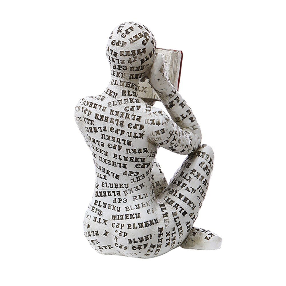 Nordic Moderne Leeslamp Vrouw Standbeeld Hars Abstracte Denker Desktop Sculpturen Thuis Slaapkamer Beeldje Ornamenten Decoratie