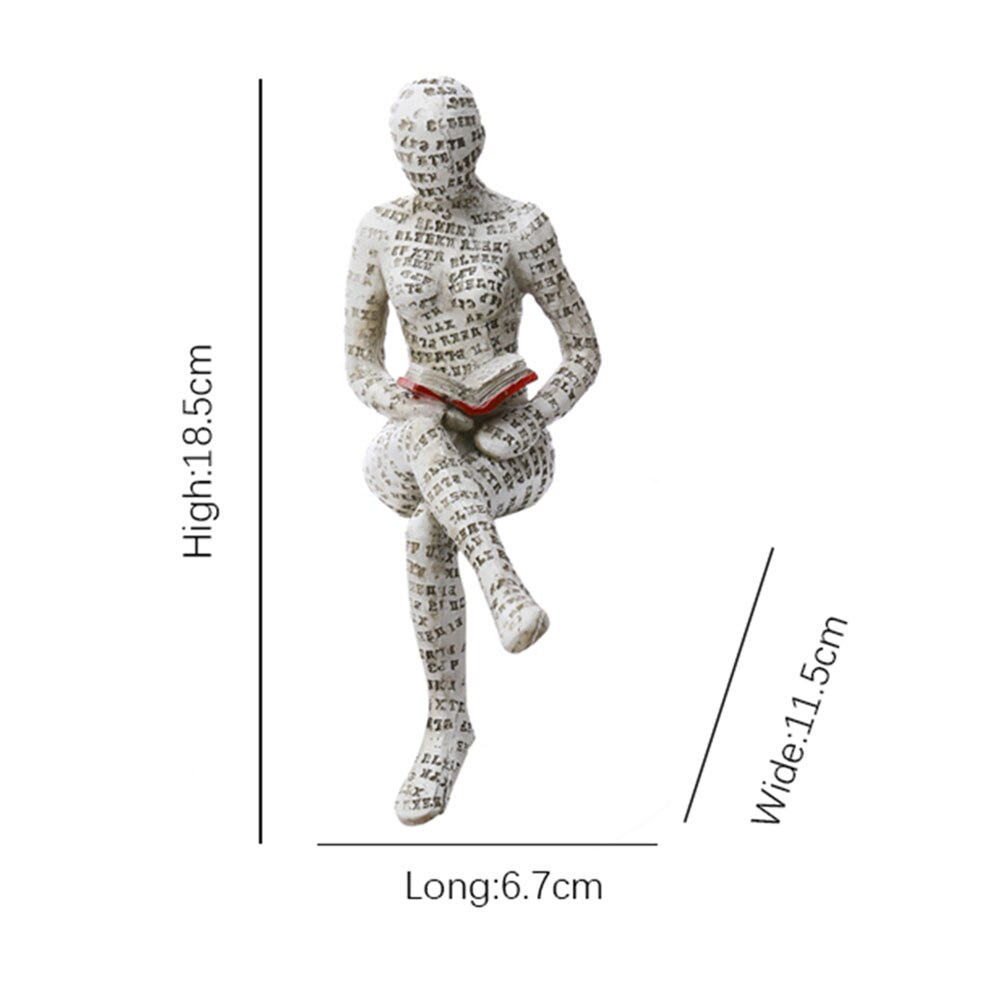 Nordic Moderne Leeslamp Vrouw Standbeeld Hars Abstracte Denker Desktop Sculpturen Thuis Slaapkamer Beeldje Ornamenten Decoratie