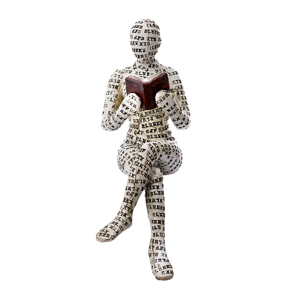Nordic Moderne Leeslamp Vrouw Standbeeld Hars Abstracte Denker Desktop Sculpturen Thuis Slaapkamer Beeldje Ornamenten Decoratie