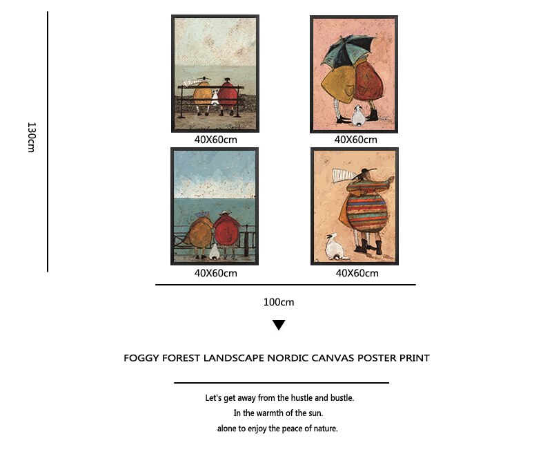 Vintage Nordic Abstract Landschap Liefde Honden Pet Canvas Wall Schilderijen Posters En Prints Foto Woonkamer Home Decor