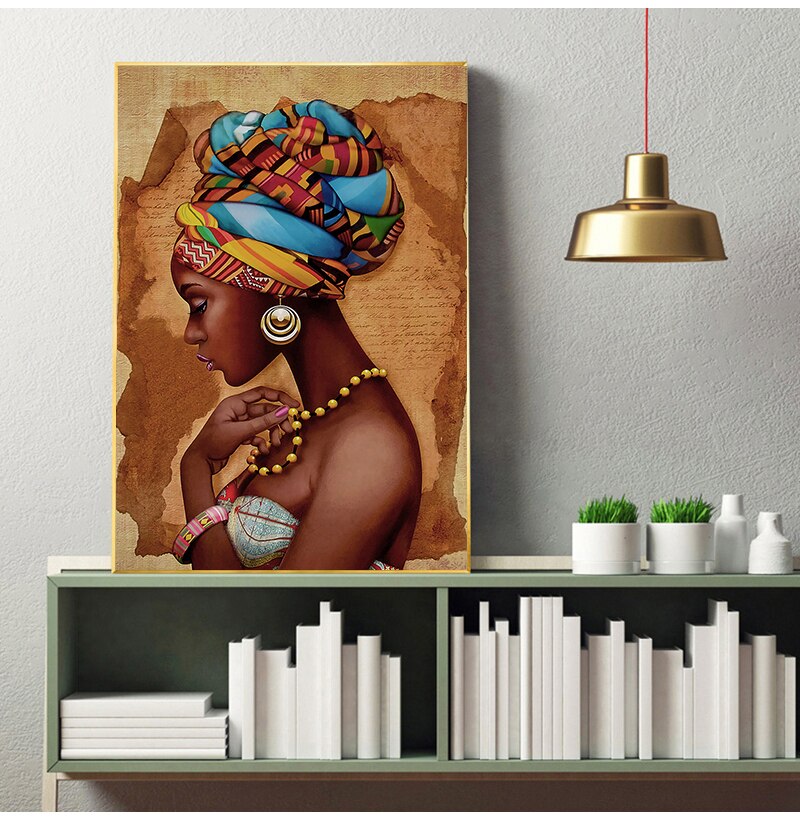 Afrikaanse Kunst Vrouw Schilderij Prints Op Canvas Schoonheid Meisje Scandinavische Posters Wall Art Foto Voor Woonkamer Paard Decor