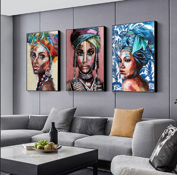 Afrikaanse Kunst Vrouw Schilderij Prints Op Canvas Schoonheid Meisje Scandinavische Posters Wall Art Foto Voor Woonkamer Paard Decor