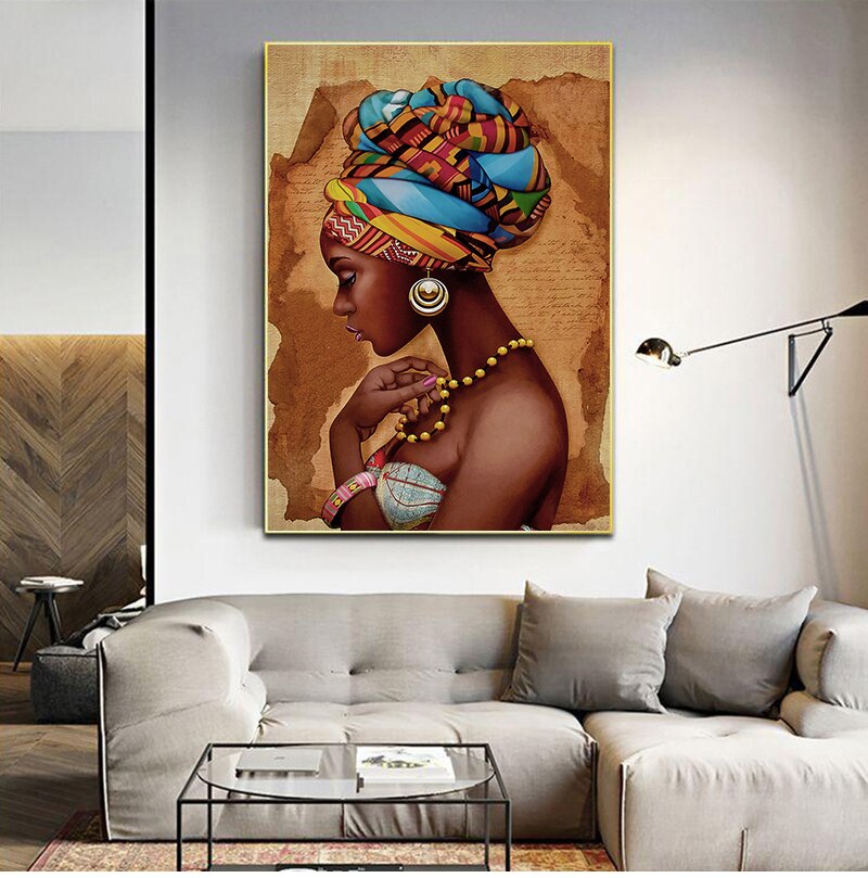 Afrikaanse Kunst Vrouw Schilderij Prints Op Canvas Schoonheid Meisje Scandinavische Posters Wall Art Foto Voor Woonkamer Paard Decor