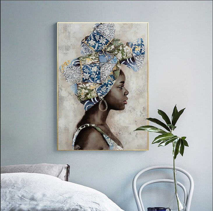 Afrikaanse Kunst Vrouw Schilderij Prints Op Canvas Schoonheid Meisje Scandinavische Posters Wall Art Foto Voor Woonkamer Paard Decor