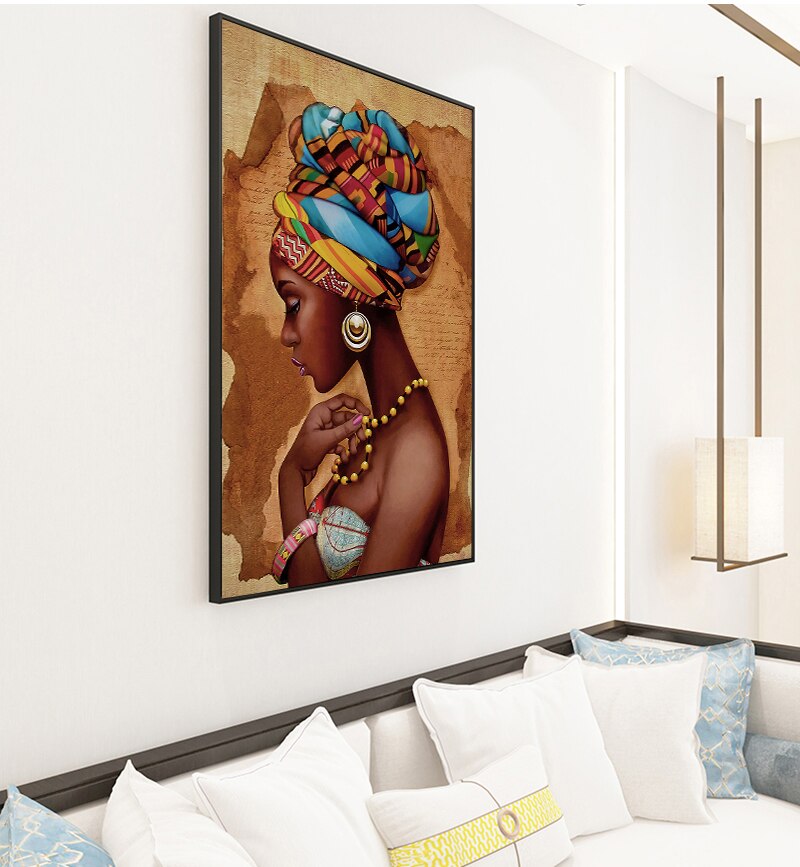 Afrikaanse Kunst Vrouw Schilderij Prints Op Canvas Schoonheid Meisje Scandinavische Posters Wall Art Foto Voor Woonkamer Paard Decor