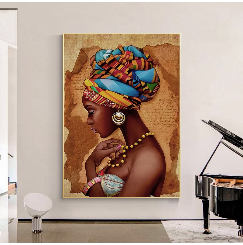 Afrikaanse Kunst Vrouw Schilderij Prints Op Canvas Schoonheid Meisje Scandinavische Posters Wall Art Foto Voor Woonkamer Paard Decor