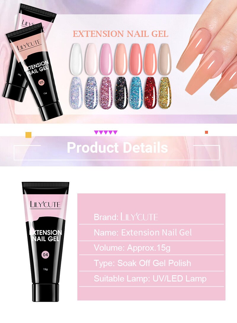 Lilycute Uitbreiding Nail Gel Clear Wit Roze Uv Led Extension Gel Nail Tips Enhancement Anti Oplossing Quick Extension Gel
