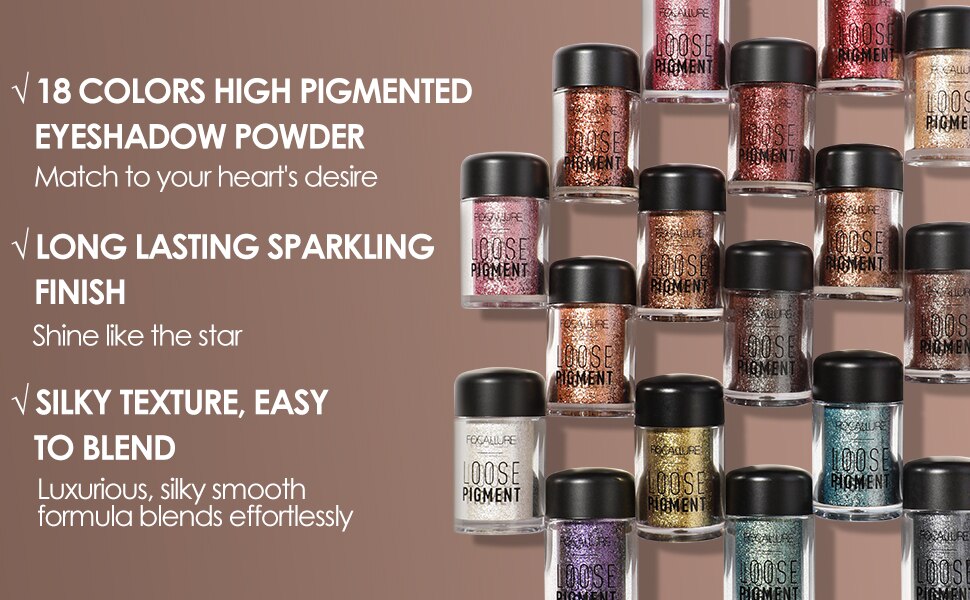 Focallure 18 Kleuren Glitter Oogschaduw Cosmetische Make-Up Diamant Lippen Losse Poeder Oogschaduw Make-Up Ogen Pigment Poeder Comestic Focallure 18 Kleuren Glitter Oogschaduw Cosmetische Make-Up Diamant Lippen Losse Poeder Oogschaduw Make-Up Ogen Pigment Poeder Comestic