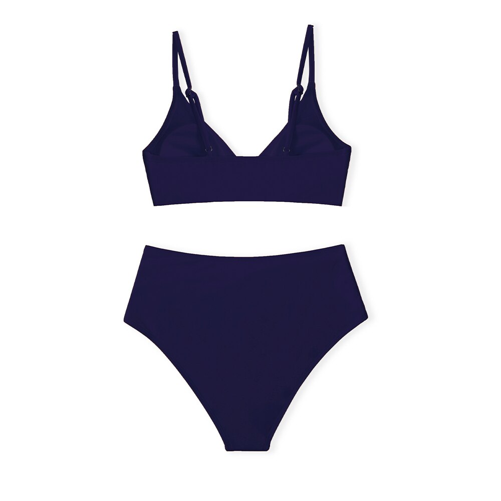 Cupshe Solid Black Twist Hoge Taille Bikini Sets Badpak Voor Vrouwen Sexy V-hals Tank Twee Stukken Badmode 2022 Strand Baden pak