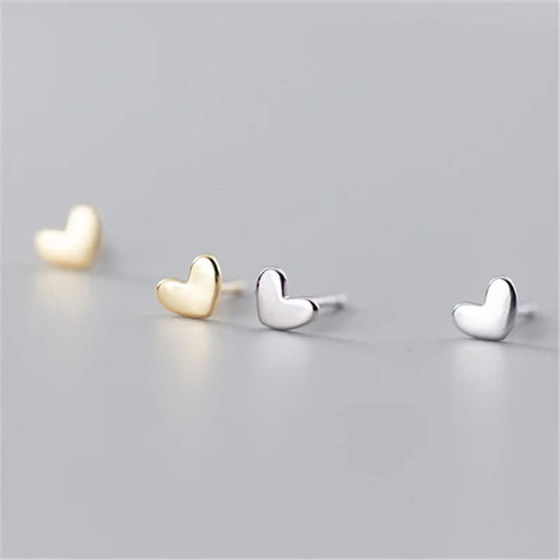 Trendy Minimalistische Echte 100% 925 Sterling Zilveren Mini Kleine Liefde Hart Oorbellen Voor Vrouwen Student Tiener Sieraden Cadeau
