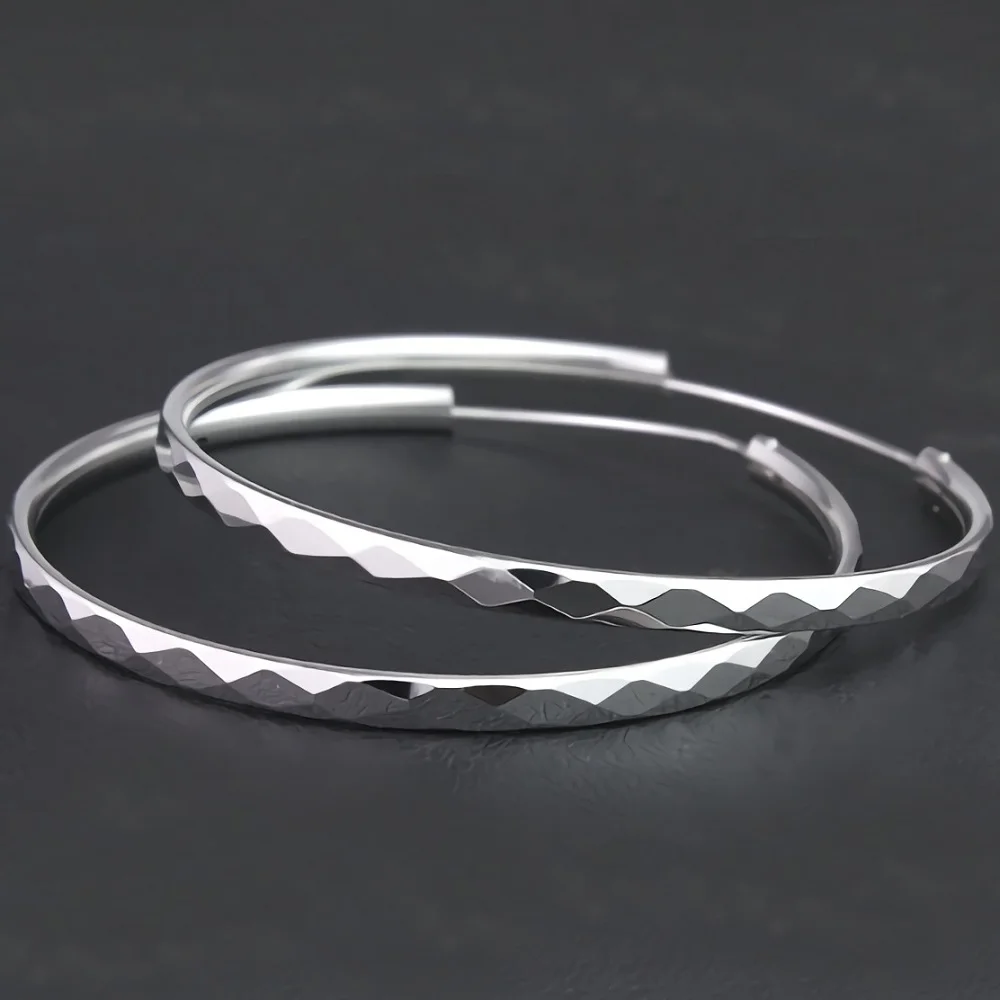 Fijne 925 Sterling Zilveren Luxe 5Cm Grote Cirkel Oorringen Voor Vrouwen Bedels Originele Ontwerper Partij Bruiloft Sieraden Geschenken
