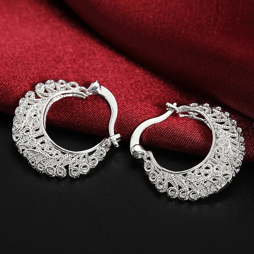 Topkwaliteit 925 Sterling Zilveren Oorbellen Eenvoudige Ronde Cirkel Oorringen Voor Vrouw Mode Bruiloft Verloving Charme Sieraden